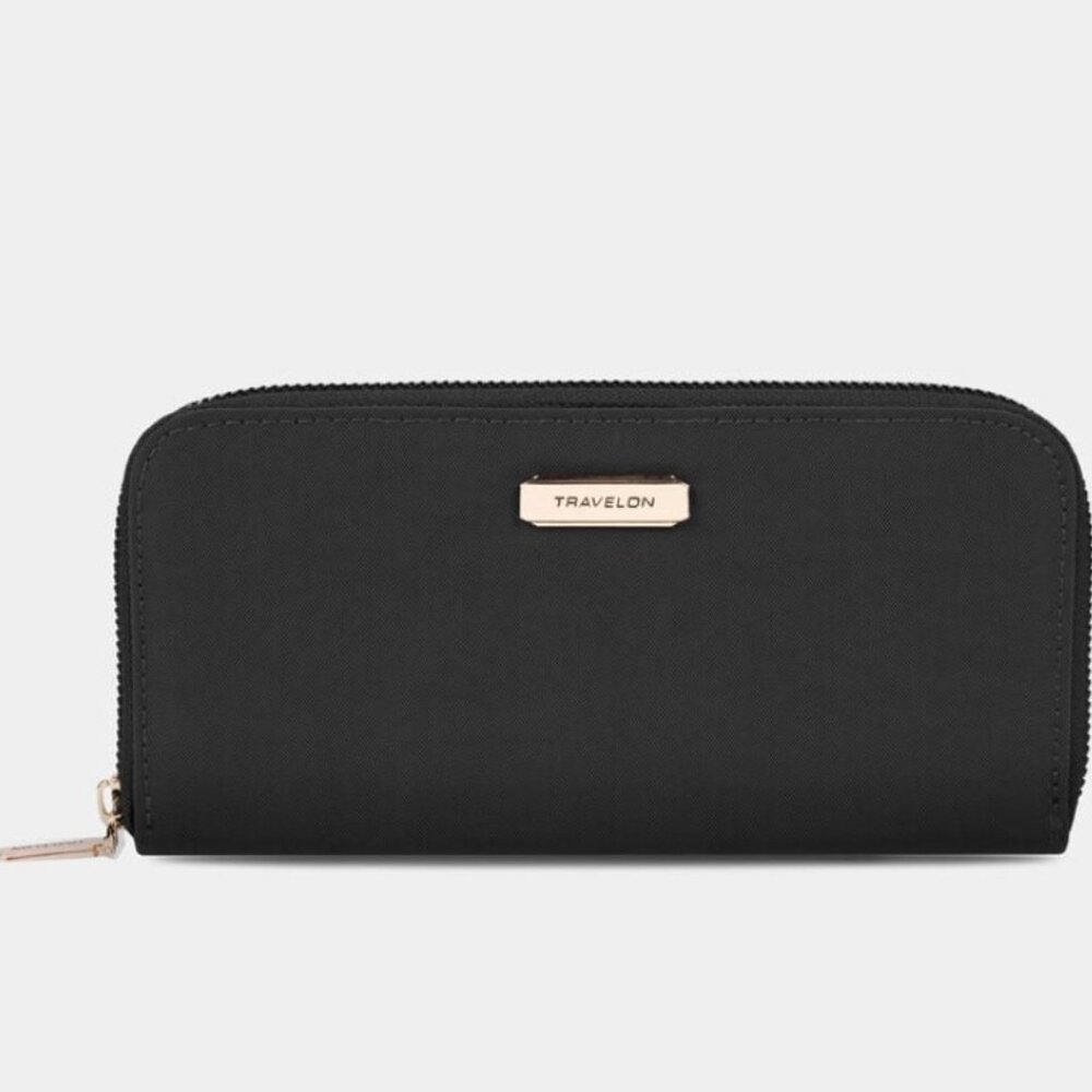 Travelon Classic Anti-theft RFID Blocking Black Zip Wallet